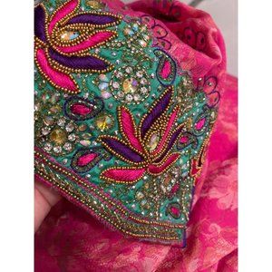 Indian Cotton Floral Printed Bejeweled Kurti Dress Sz M